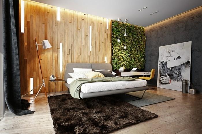 asunnon sisustusideoita makuuhuone ympäristö tyyli ruskea matto pystysuora puutarha