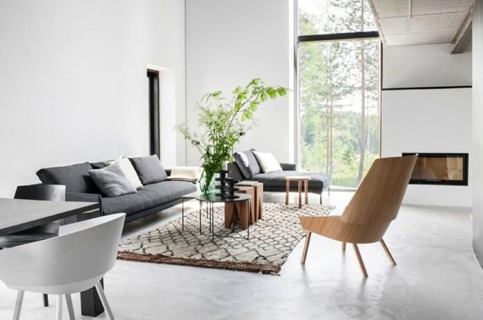 asunnon sisustusideoita skandinaavinen olohuone harmaa valkoinen ruskea