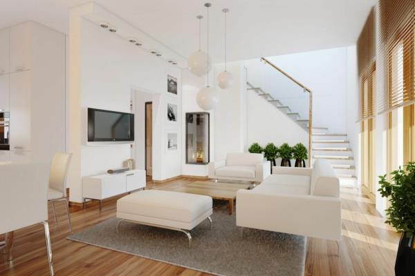 suunnitteluasuntoideoita olohuoneen valkoiset huonekalut