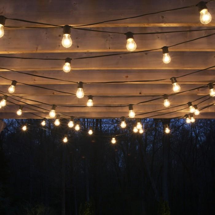 asunnon koristelu keiju valot yöllä puutarha deco ideoita