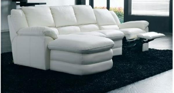 aseta huonekalut pitkäkestoinen sohva nahka valkoinen
