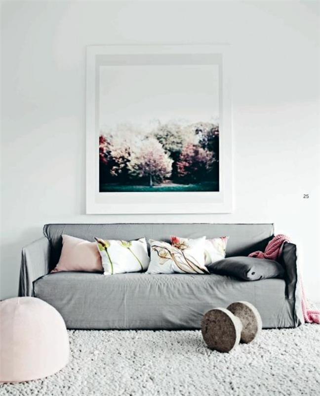 olohuoneen suunnittelu väri seinäväri valkoinen harmaa tumma vaaleanpunainen