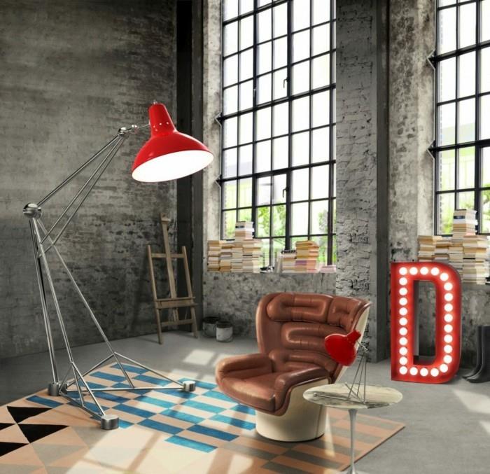 olohuone lamppu moderni lattiavalaisin punainen teollinen