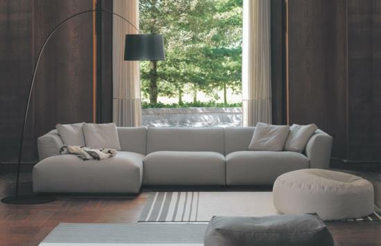 olohuoneen sohva moderni modulaarinen vaaleanharmaa istuintyyny