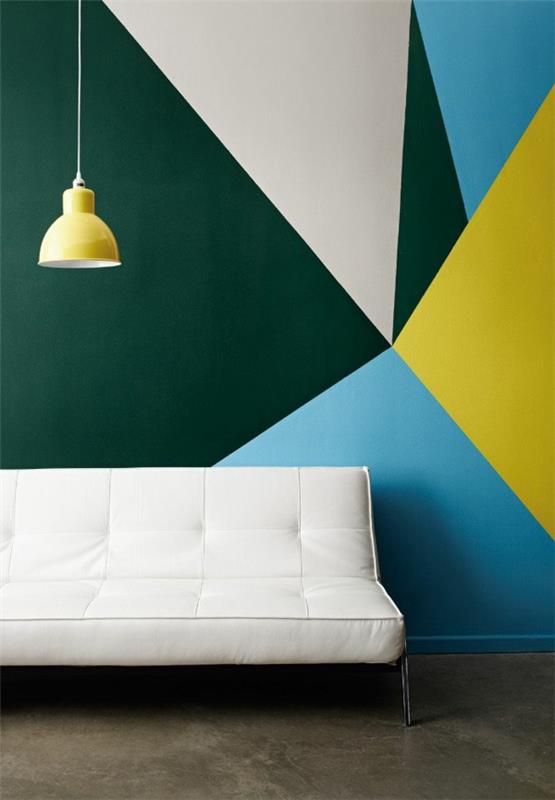 olohuoneen seinäsuunnittelu, jossa on väriideoita seinän suunnitteluun