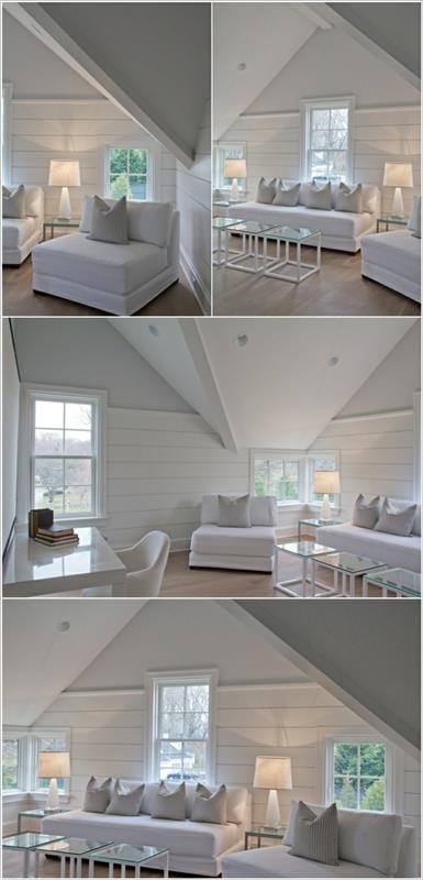 olohuoneen seinät suunnittelevat valkoisia kattolevyjä