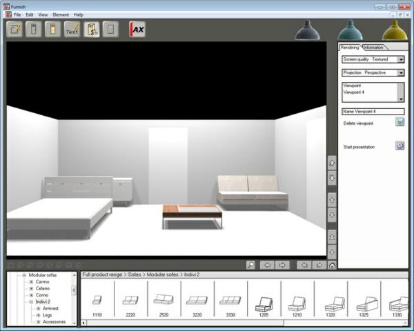 olohuoneen suunnittelija tarjoaa ilmaisen 3D -visualisoinnin asuntoa kohti