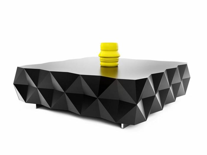 olohuoneen pöytä geometrinen muotoilu musta kiiltävä amanicoffeehouse