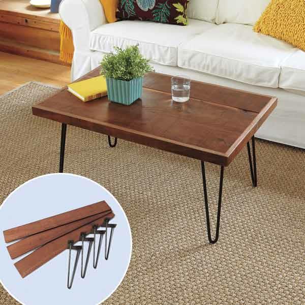 rakentaa oma olohuonepöytäsi sohvapöytä puu metallijaloilla