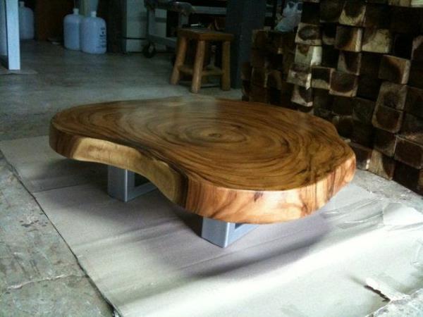 olohuoneen pöydät massiivipuuta sohvapöytä puun runko metallirunko