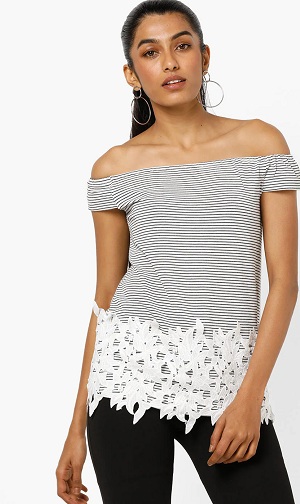 Off Shoulder Fancy póló hölgyeknek