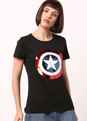 Marvel Pailletter T -shirts til kvinder