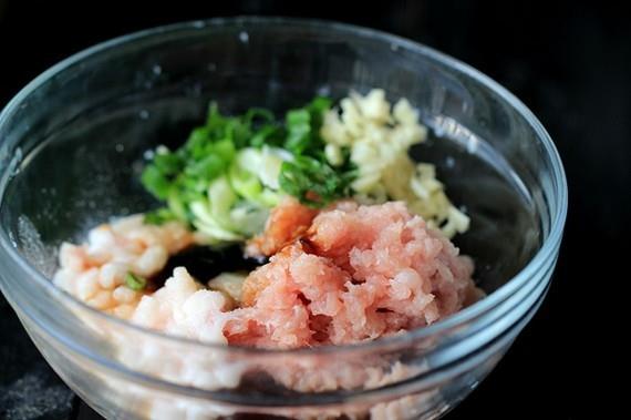 mausteinen wonton -keitto kiinalainen keitto wonton -ainesosat sekoitettu liha