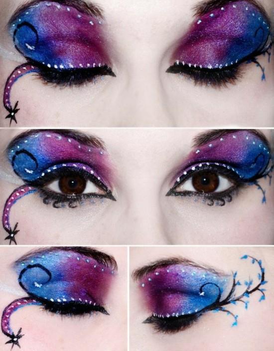 kauniit meikkiideat violetin siniset silmät meikki karnevaaleille