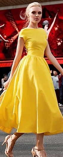 Elegant Plain Yellow Frock