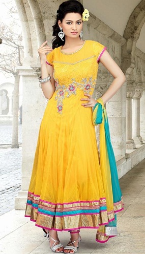 Flared Yellow Salwar -dragt til piger