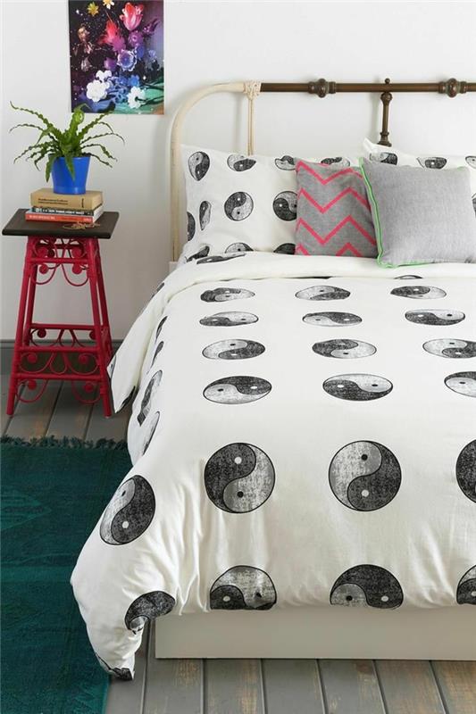 yin yang tarkoittaa tasapaino koristelu vuodevaatteet