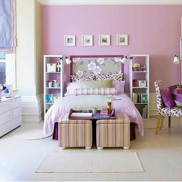 herkkä violetti makuuhuoneessa kukkakuvioiden koristelu