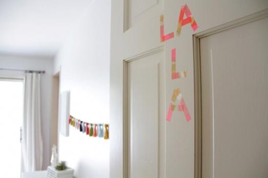 lumoava makuuhuone tyttö garland ovi puu valkoinen