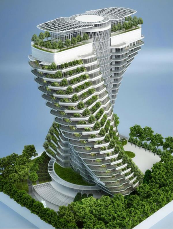 nykytaiteen arkkitehtuuri aurinkopaneelit vihreä kasvillisuus