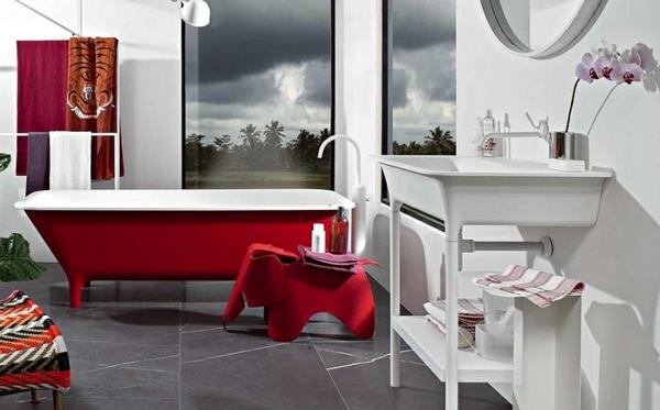nykyaikaiset kylpyhuoneideat punaiset kylpyammeet
