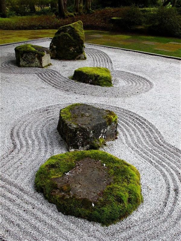 zen puutarhanhoito japanilainen patio sammal