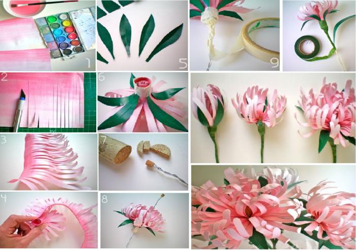huoneen sisustus DIY tekee kukkia paperista