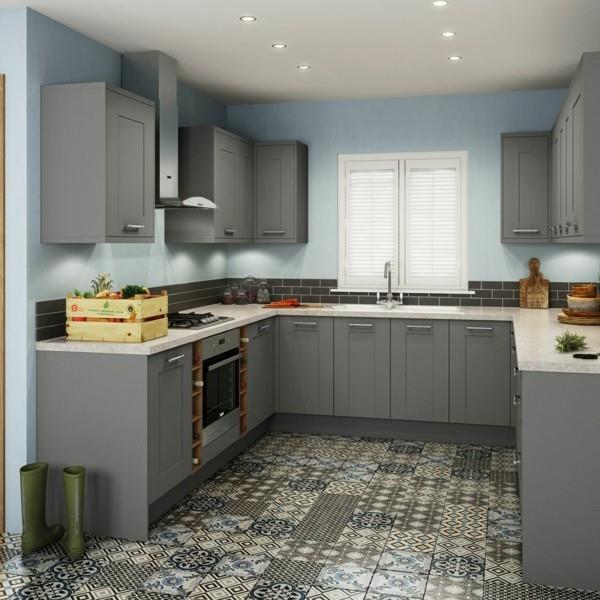 Sisusta huoneet harmaa keittiö etusivut värillinen lattia