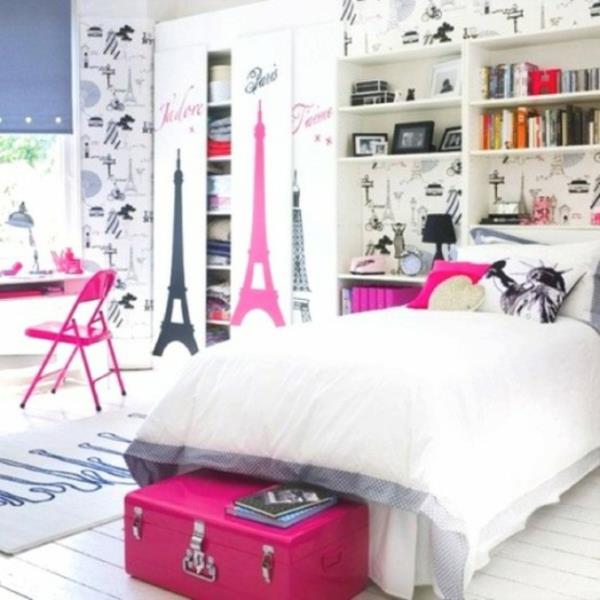 huone Pariisin tyyliin valkoinen vaaleanpunainen musta