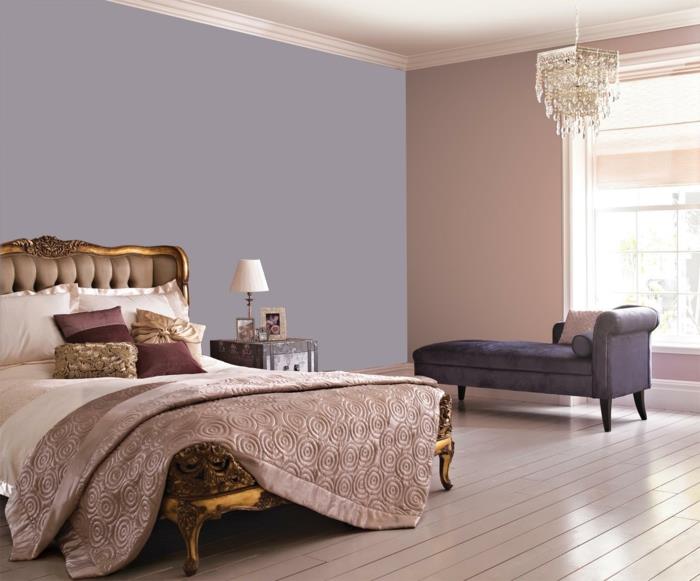 huonekalut elävät ideat makuuhuone värillinen seinä design kattokruunut