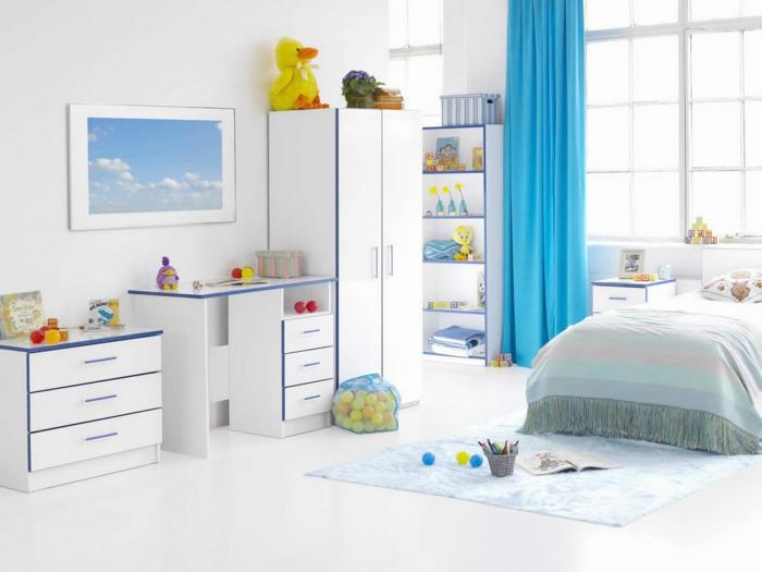 huoneen värit ideoita lastenhuone kirkkaat siniset verhot