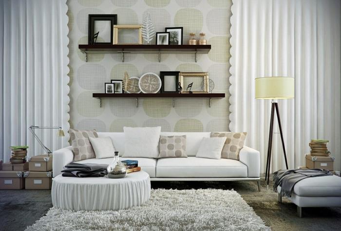 huoneen värit olohuoneen sisustusideoita pitkät verhot valkoinen sohva