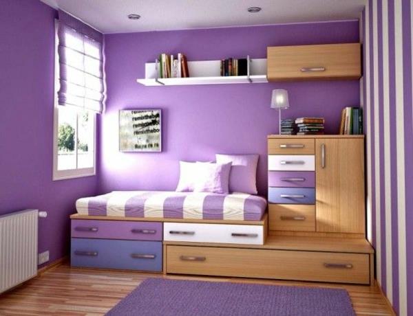 huonesuunnitteluideoita nuorten huoneessa violetti seinä