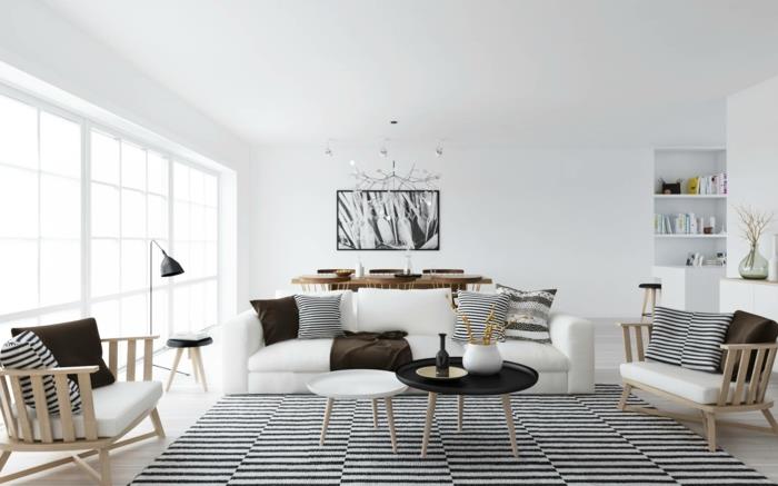 huonesuunnittelu valkoinen olohuone skandinaavinen muotoiluraita