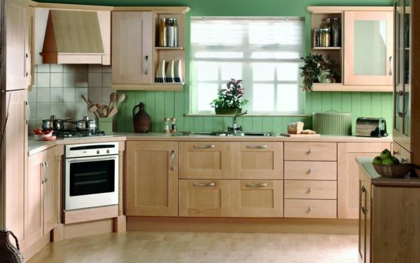huonekasvit keittiö vihreä seinän suunnittelu kauniita kotiideoita