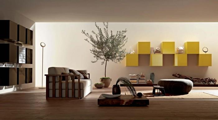 huonekasvit oliivipuu olohuone sisustusideoita couchitsch ottomaanien sohva