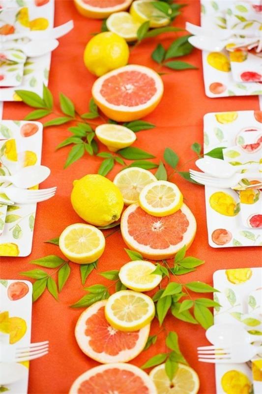 ideoita sitruunoiden appelsiinien kesäpöydän koristeluun