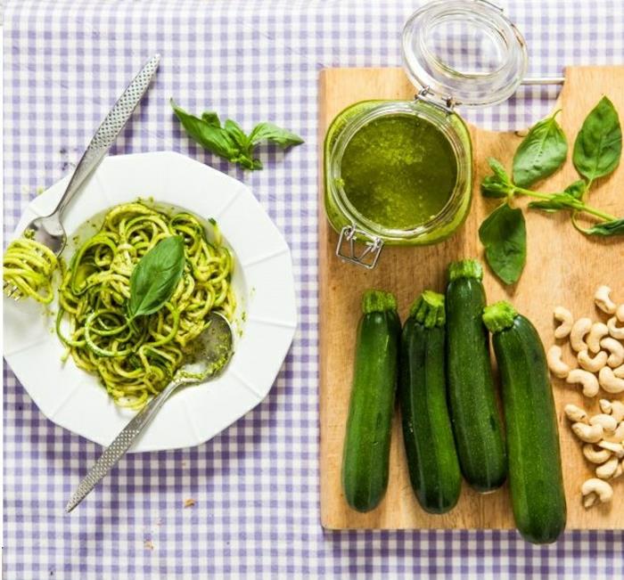 kesäkurpitsa salaatti reseptit kesäkurpitsa spagetti pesto